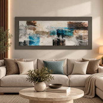 Artitalia Quadro tema in rilievo in legno moderno astratto dettagli in argento 155X65 