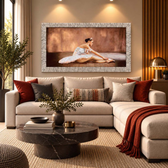 Artitalia Stampa a tema figurativo con cornice argentata dettagli glitterati 156x86 