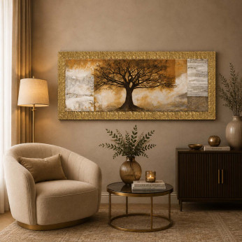 Artitalia Stampa con cornice a tema paesaggistico con dettagli materici e glitter 153x63