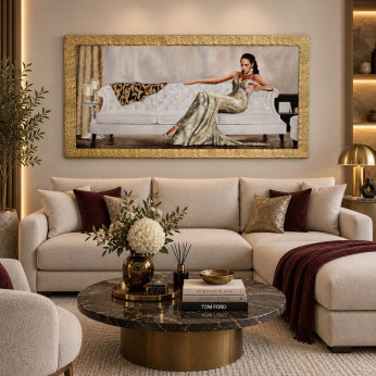 Artitalia Stampa con cornice dorata a tema figurativo dettagli glitterati 154x86 