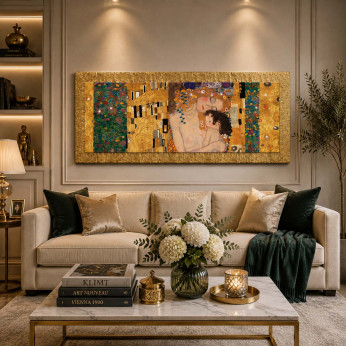 Artitalia Stampa con cornice in legno decori materici e glitter 153x63 Klimt
