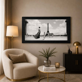 Artitalia Stampa con cornice in legno dettagli materici glitterati e strass 116x66