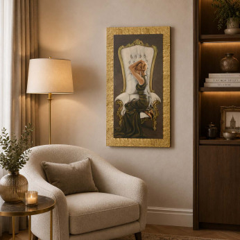 Artitalia Stampa con cornice oro moderna decori materici con brillanti e strass 51x86 