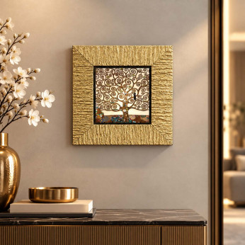 Artitalia Stampa con cornice piccola in legno dorato "L'albero della vita" 26x26 Klimt