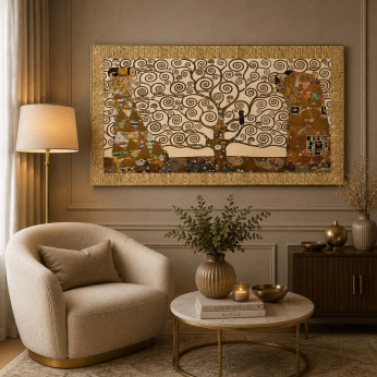 Artitalia Stampa cornice dorata dettagli materici glitterati "l'albero della vita" 154x86 Klimt
