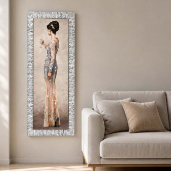 Artitalia Stampa figurativa con cornice argentata decori con glitter e strass 56x136