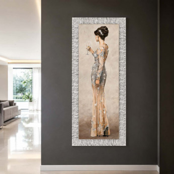 Artitalia Stampa figurativa con cornice argentata decori con glitter e strass 63x153