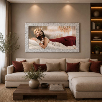 Artitalia Stampa figurativa con cornice argento glitterato con trass e brillanti 116x66