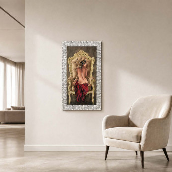 Artitalia Stampa figurativa con cornice argento moderna con glitter e strass 51x86 