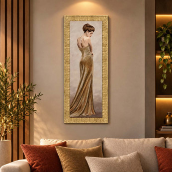 Artitalia Stampa figurativa con cornice dorata moderna decori con glitter e strass 41x86 