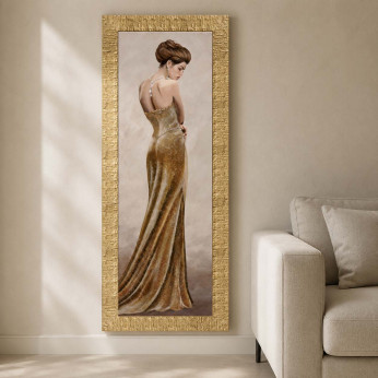 Artitalia Stampa figurativa con cornice dorata moderna decori con glitter e strass 63x153