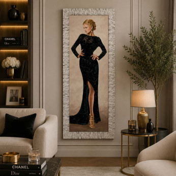 Artitalia Stampa figurativa decori con glitter e strass con cornice argentata 63x153