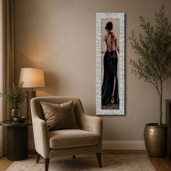 Artitalia Stampa figurativa glitterato con strass e brillanti con cornice argentata 36x116 