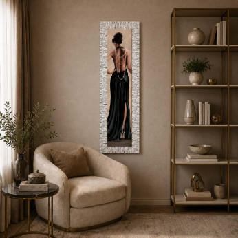 Artitalia Stampa figurativa glitterato con strass e brillanti con cornice argentata 46x166 