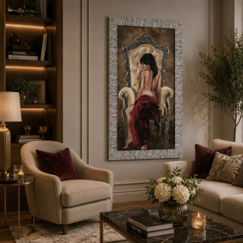 Artitalia Stampa figurativa moderna con cornice argento con glitter e strass 66x116