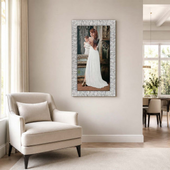 Artitalia Stampa figurativa moderna con cornice argento glitter strass e brillanti 66x116
