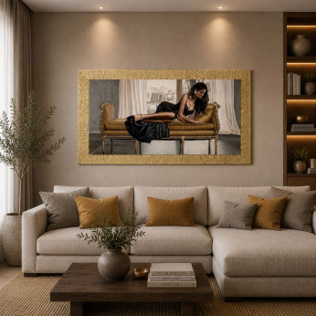 Artitalia Stampa figurativa moderna con cornice dorata dettagli con brillanti 116x66