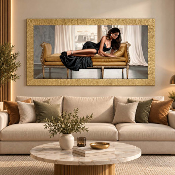 Artitalia Stampa figurativa moderna con cornice dorata dettagli con brillanti 156x86