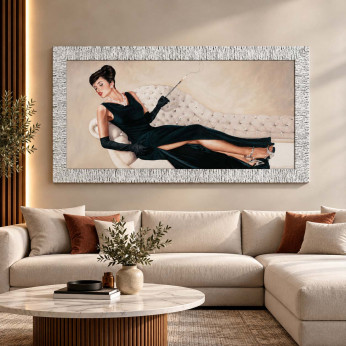 Artitalia Stampa moderna con cornice argento figurativo glitter strass e brillanti 140X70