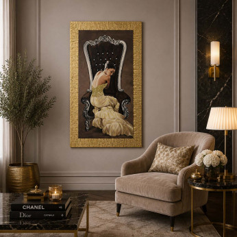 Artitalia Stampa moderna con cornice oro decori materici con brillanti e strass 51x86