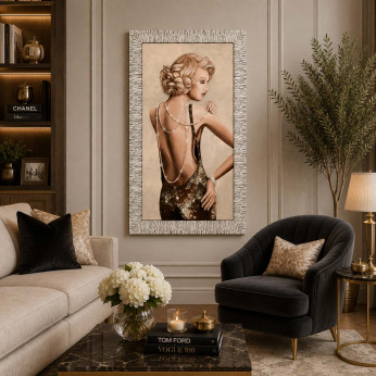 Artitalia Stampa moderna cornice argento figurativa glitterato trass e brillanti 116x66 