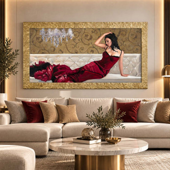 Artitalia Stampa moderna cornice dorata decori materici e dettagli glitterati 156x86 