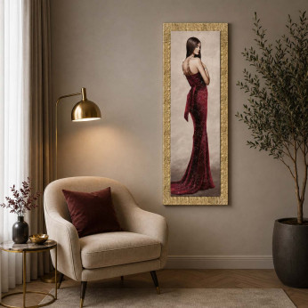 Artitalia Stampa moderna figurativa con cornice dorata decori con glitter e strass 63x153