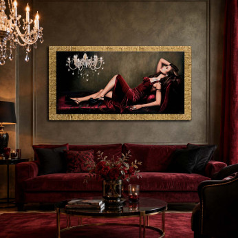 Artitalia Stampa moderna figurativa con cornice dorata dettagli con brillanti 116x66 