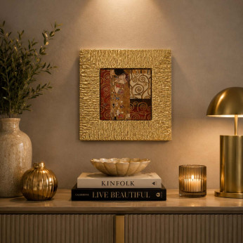 Artitalia Stampa piccola con cornice in legno dorato "Il Bacio II" 26x26 Klimt