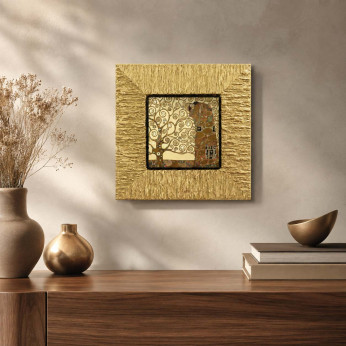 Artitalia Stampa piccola con cornice in legno dorato "l'albero della vita" 26x26 Klimt