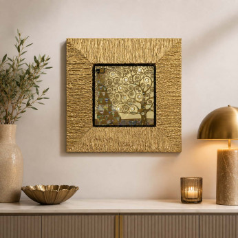 Artitalia Stampa piccola con cornice in legno dorato "l'albero della vita II" 26x26 Klimt