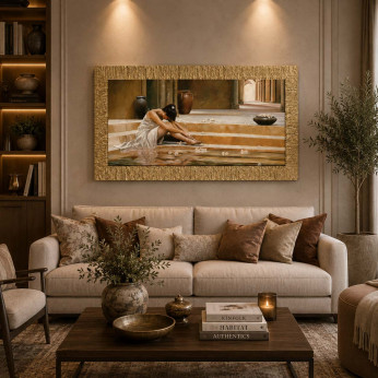 Artitalia Stampa su tela con cornice dorata moderna in legno dettagli glitterati 116x66 