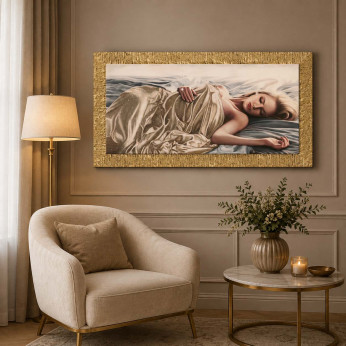 Artitalia Stampa su tela con cornice in legno dorata moderna dettagli glitterati 116x66
