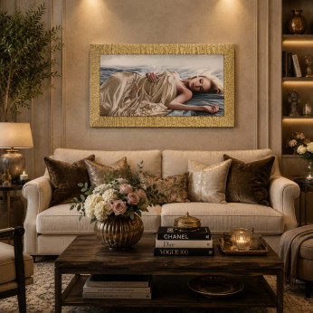 Artitalia Stampa su tela con cornice in legno dorata moderna dettagli glitterati 51x86