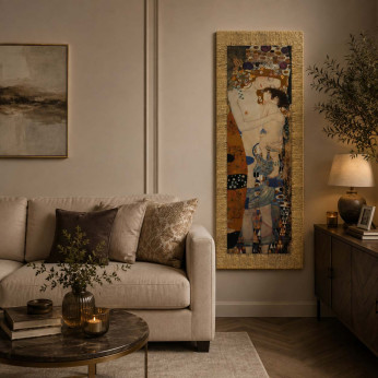 Artitalia Stampa verticale con cornice dorata decori materici dettagli glitterati 43x108 Klimt