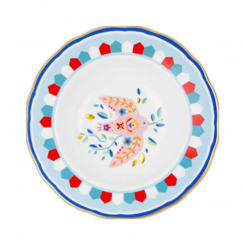 Baci Milano Piatto fondo in porcellana dal design moderno ed elegante "Uccellino" Mamma Mia
