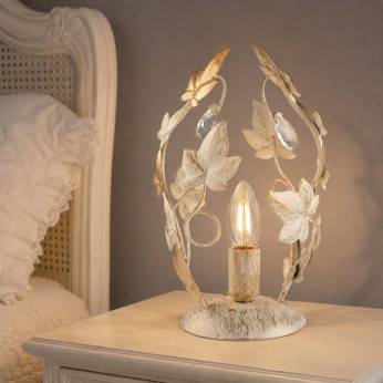 Be Light Abatjour classica in metallo con decorazione di foglie e cristalli Edera