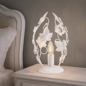 Be Light Abatjour classica in metallo con decorazione di foglie e cristalli Edera