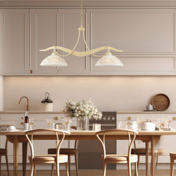 Be Light Lampadario classico in metallo e doppio diffusore lineare in vetro Bilbao