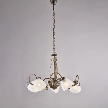 Be Light Lampadario classico in metallo laccato con 5 diffusori in vetro Forgiato
