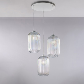 Be Light Lampada a sospensione moderna con struttura in metallo e tre diffusori in vetro Krizia