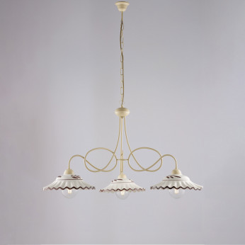 Be Light Lampadario rustico in metallo con triplo diffusore in ceramica Bistrot