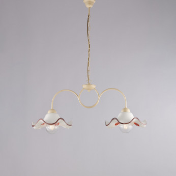 Be Light Lampadario rustico in metallo e doppio diffusore lineare in ceramica Anemone