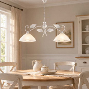 Be Light Lampadario classico in metallo con doppio diffusore lineare in vetro Esse