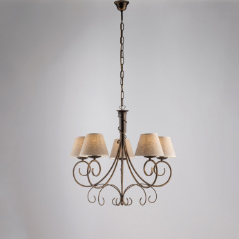 Be Light Lampadario grande dalle linee classiche con paralumi in tessuto Vienna
