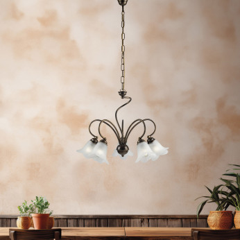 Be Light Lampadario grande dalle linee classiche diffusori in vetro Alice