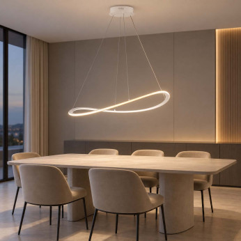 Be Light Lampadario moderno in alluminio con diffusore a LED ad anello Raky