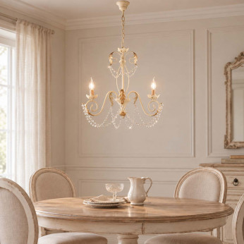 Be Light Lampadario piccolo in metallo con strass dalle linee classiche Damasco