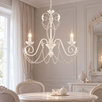 Be Light Lampadario piccolo in metallo con strass dalle linee classiche Damasco