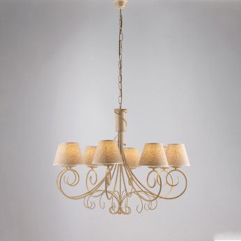 Be Light Lampadario rustico con struttura in metallo e 8 diffusori in tessuto Vienna